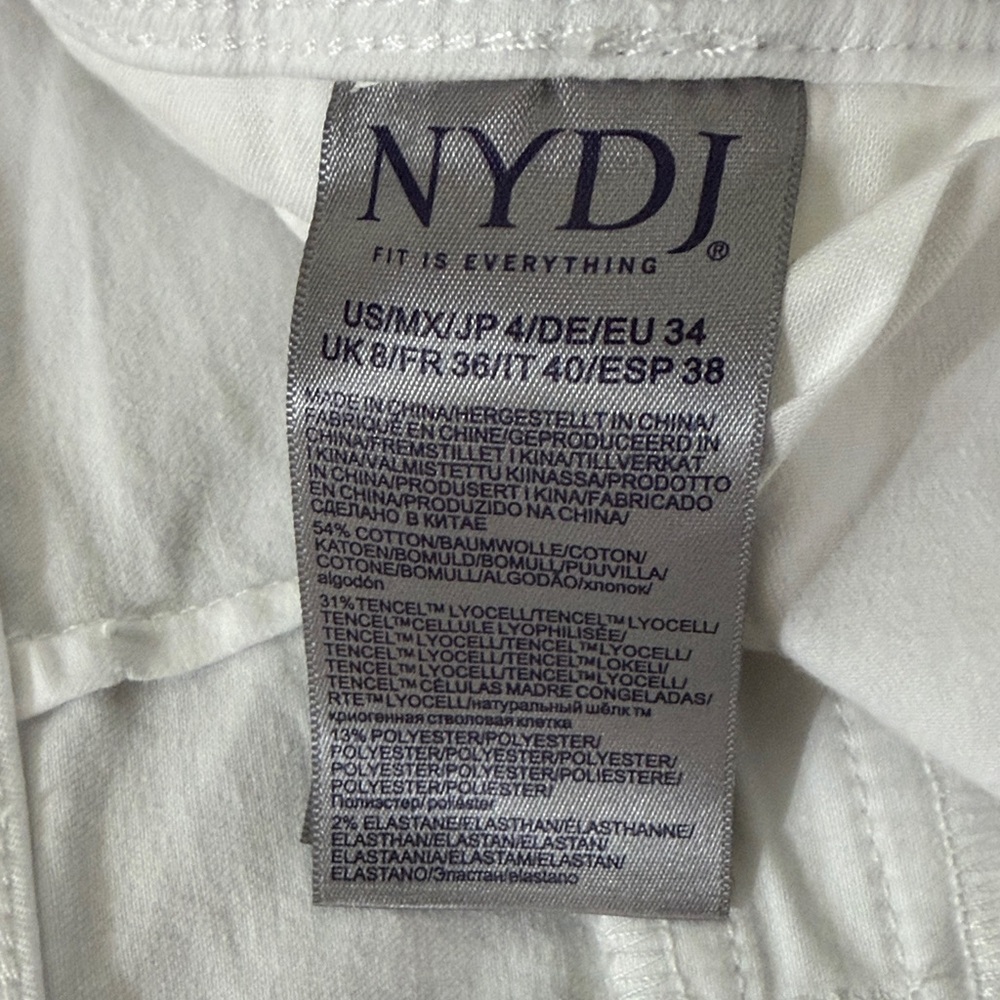 NYDJ High Rise Mona Wide-Leg Ankle Trouser Optic White Women Sz 4 Stretch Pants - Picture 9 of 11